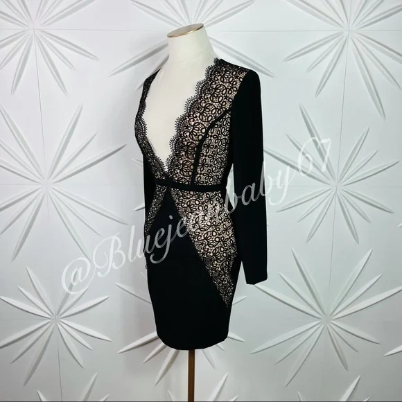 Misha Collection Little Black Dress In Black/Nude - Picture 13 of 16